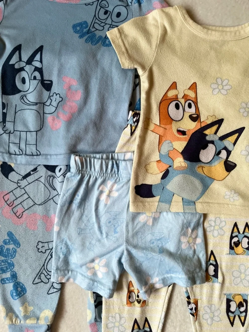 2 Bluey Kids Pajama Sets - Yellow & Light Blue Character Sleepwear